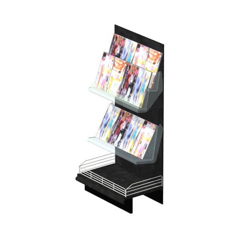 Ilôt multimedia +produits 3 niveaux + bacs en métal noir