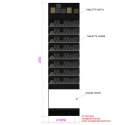 Meuble tabac mural 8 niveaux verre noir