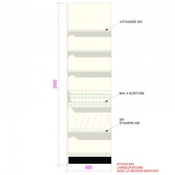 Meuble papeterie murale rangements + bacs + épis