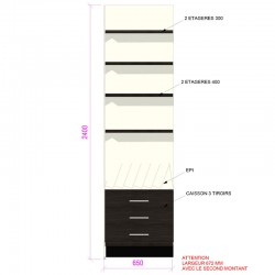 Meuble papeterie murale rangements + tablettes