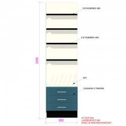 Meuble papeterie murale rangements + tablettes