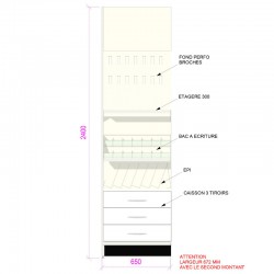 Meuble papeterie murale rangements + bacs + blister