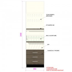 Meuble papeterie murale rangements + bacs + blister