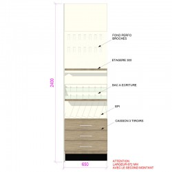 Meuble papeterie murale rangements + bacs + blister