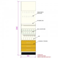 Meuble papeterie murale rangements + bacs + blister