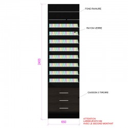 Meuble mural e-liquides noir 8 niveaux verre