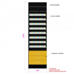 Meuble mural e-liquides noir 8 niveaux verre