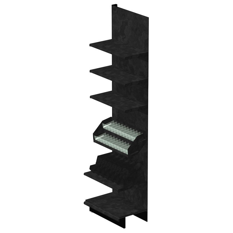 Meuble papeterie murale rangements/bacs/épis noir